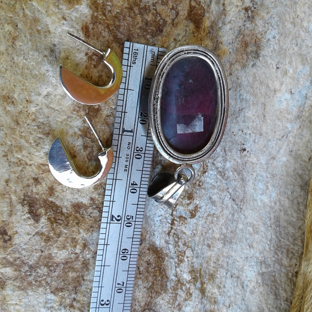 Sterling Silver Ruby Zoisite Pendant Set - image 4